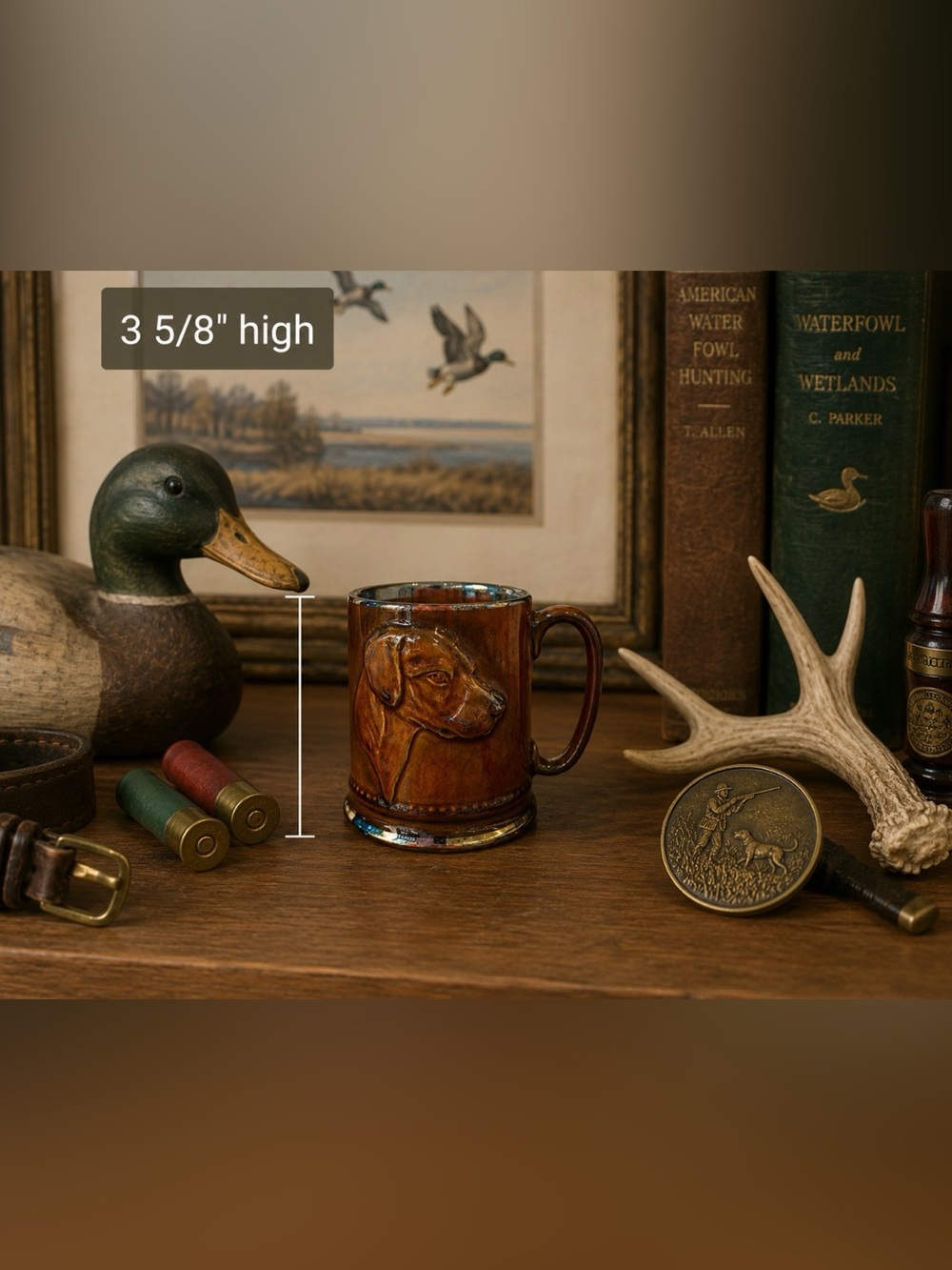 STEIN MUG Brown Sylvac Pottery 3274 England 3 5/8" High Hunting Hound